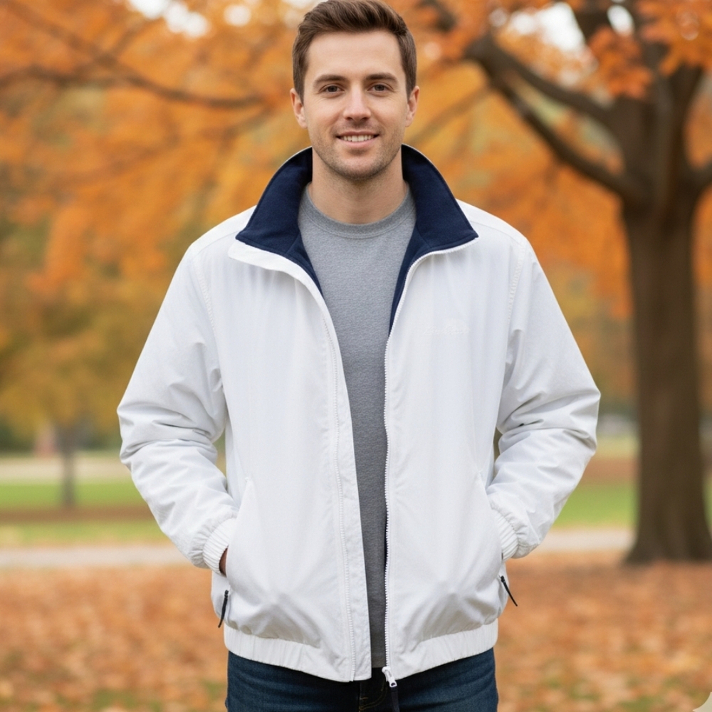 Eddie Bauer Mens Bomber Jacket Windbreaker Polartec Insulated Full Zip Sz L Tall
